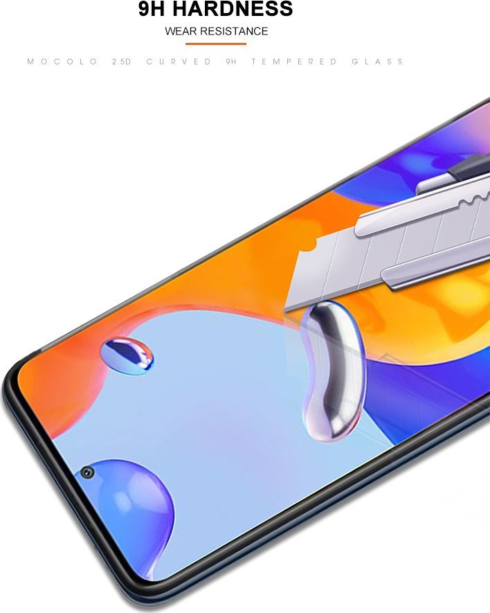 Xham mbrojtës Mocolo 2.5D Full Glue, për Xiaomi Redmi Note 11 Pro Note 11 Pro Plus, fortësi 9H, transparent