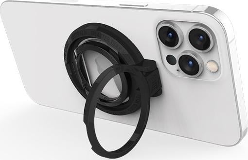 Unazë magnetike MagSafe për telefon, mbajtëse horizontale dhe vertikale, dizajn i hollë, e zezë