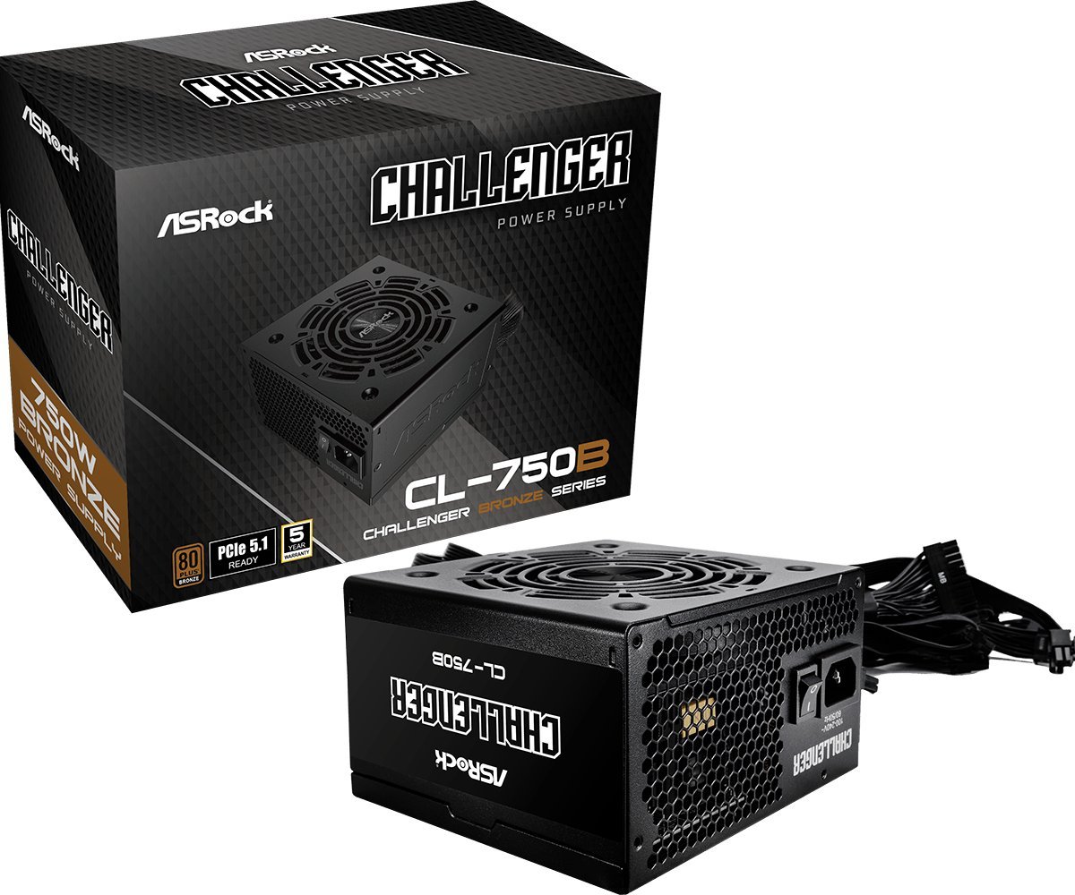 Furnizues energjie Asrock Challenger CL 750B, 850W, për PC desktop, i zi