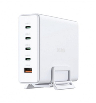 Ngarkues D-Link 240W GaN, 4 porta USB, karikim i shpejtë, i bardhë