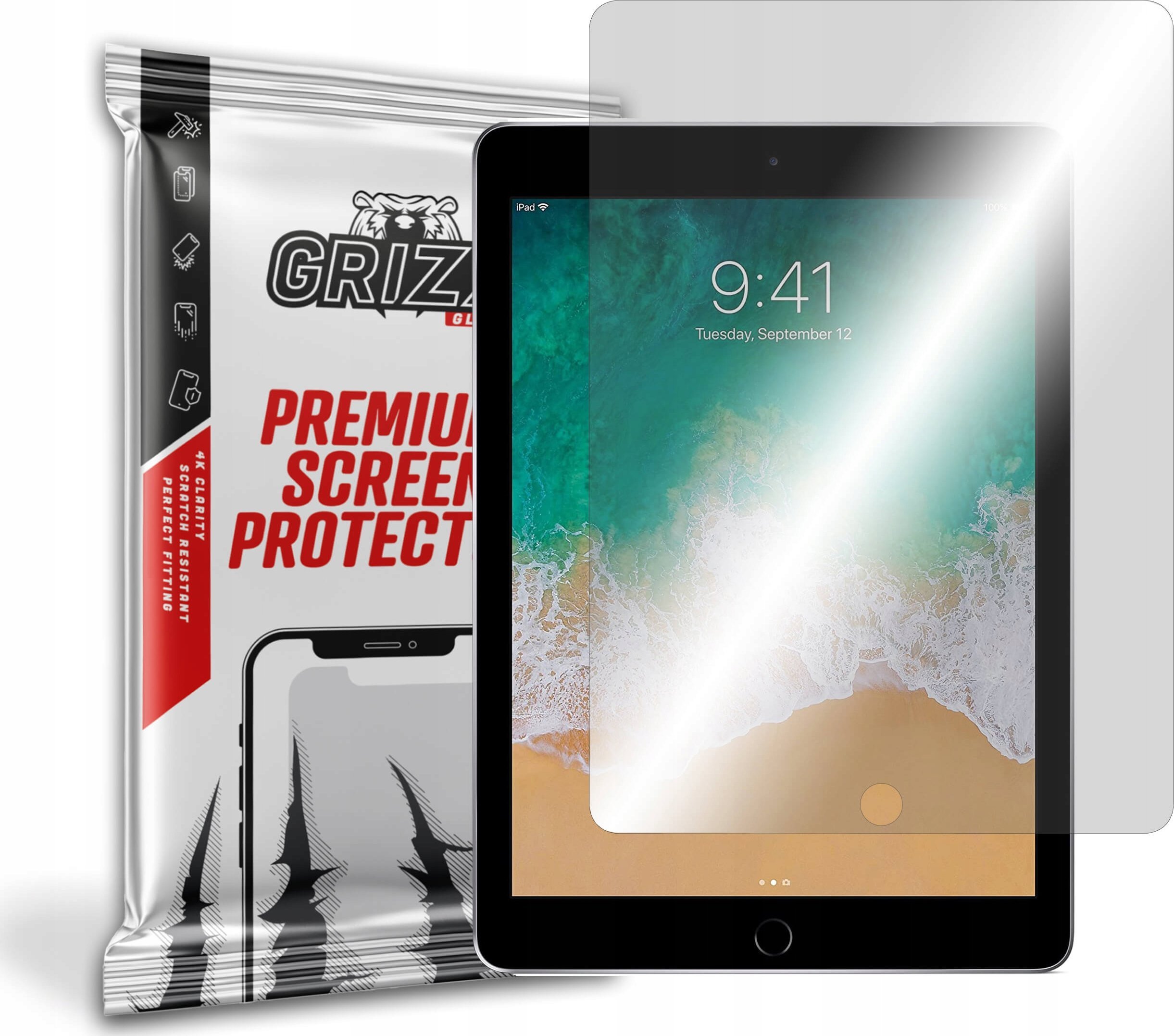 Xham mbrojtës hibrid GrizzGlass për Apple iPad 9.7 2017 2018, gjenerata 5 dhe 6, transparent