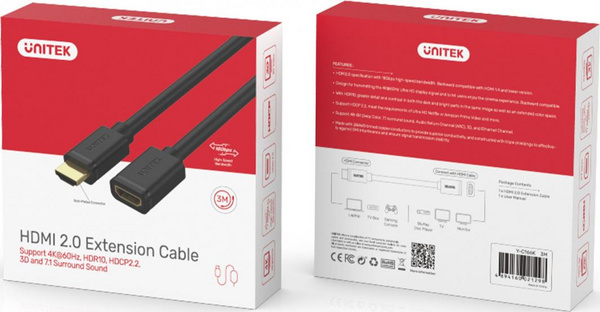 Kabllo HDMI Unitek Y-C166K, 3m, 4K, i zi