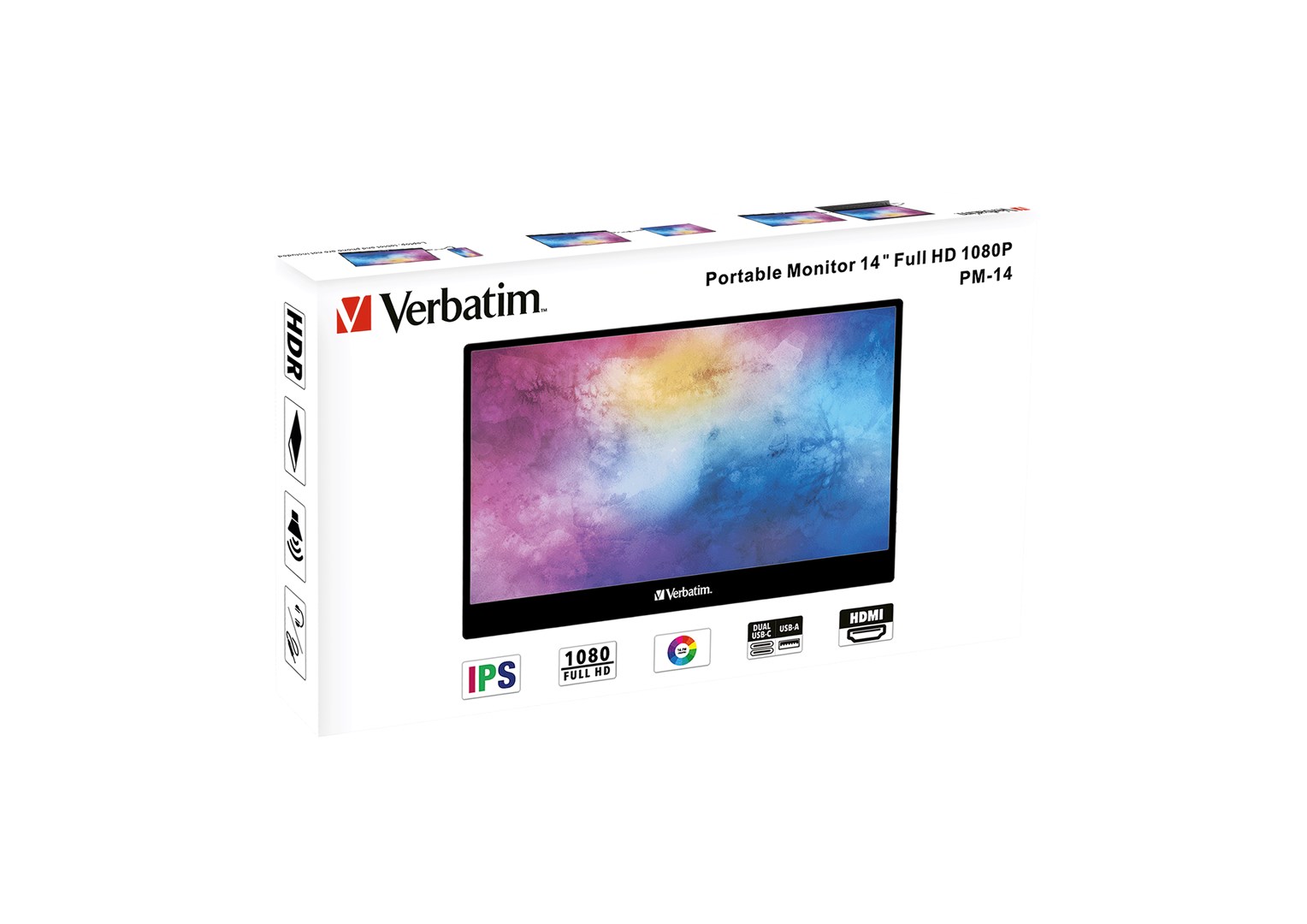 Monitor Verbatim 49590, 14", Full HD, IPS, i zi