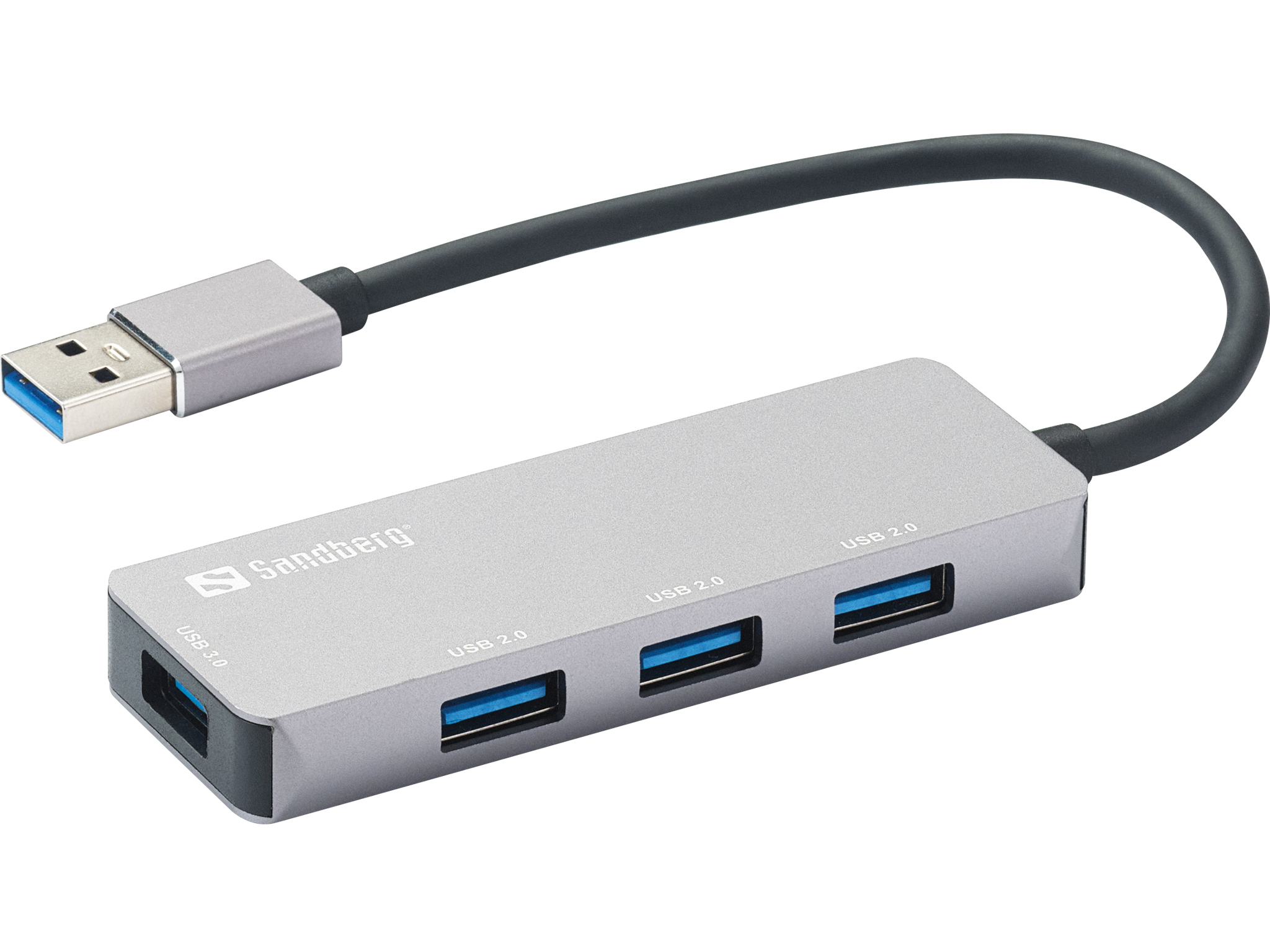 USB хаб Sandberg SAVER, 1x USB 3.0, 3x USB 2.0, црн