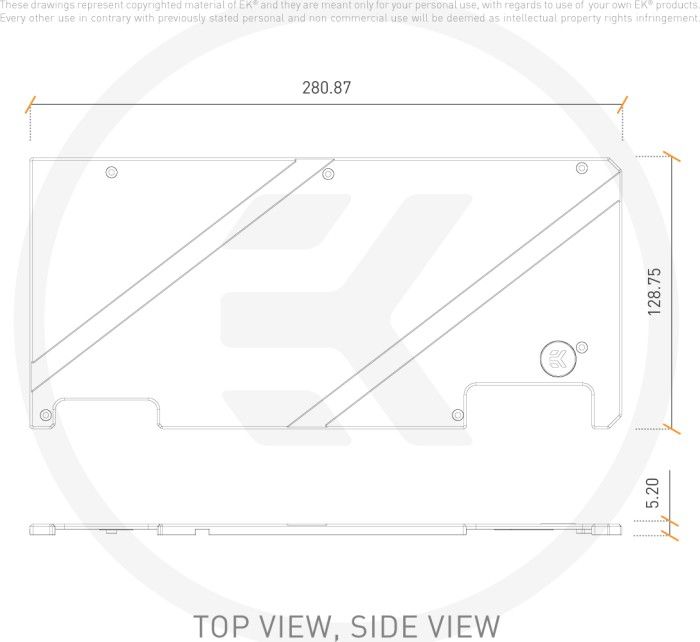 Pllakë pasme grafike EKWB Quantum Vector Strix RTX 3070 3080 3090, alumini, nickel