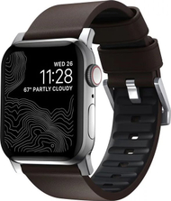 Rrip Apple Watch Nomad Active Strap Pro, 44/42 mm, lëkurë rezistente ndaj ujit, kafe me argjend