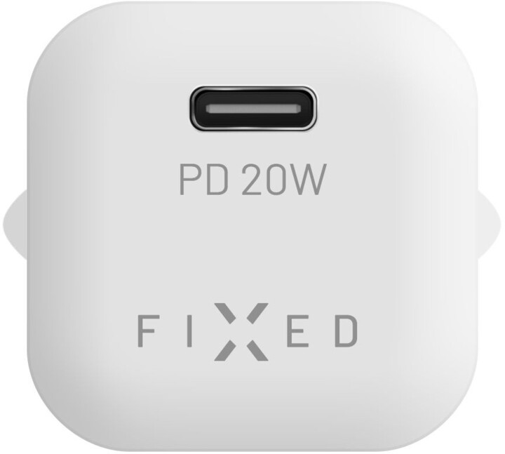 Karikues FIXED Mini, USB-C, PD, 20W, i bardhë + kabllo USB-C - USB-C, 1m, e bardhë