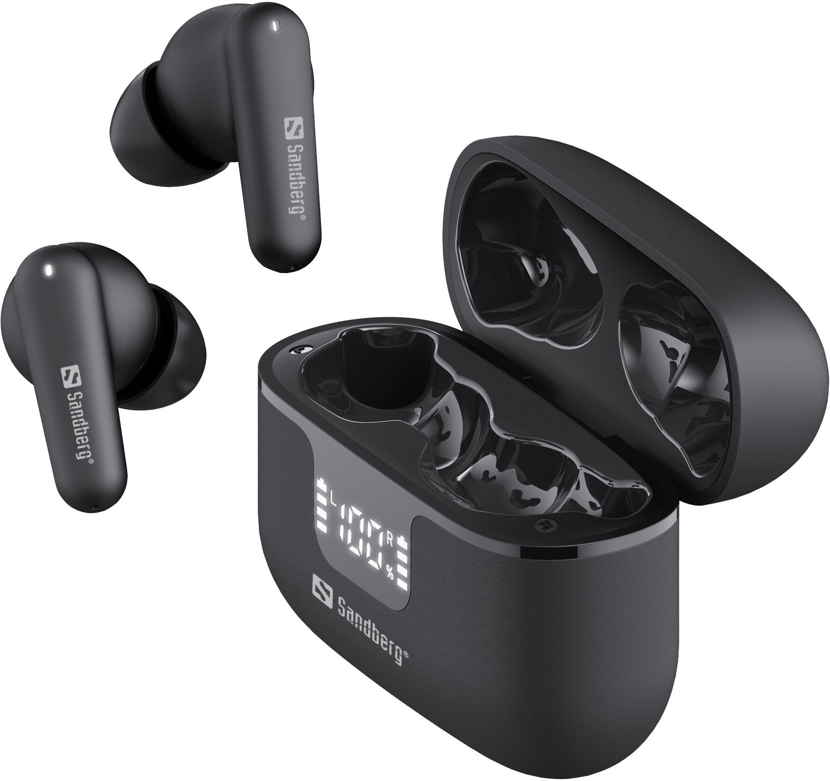 Kufje pa tela Sandberg Wireless Earbuds ANC ENC, Bluetooth, anulim aktiv zhurme, të zeza