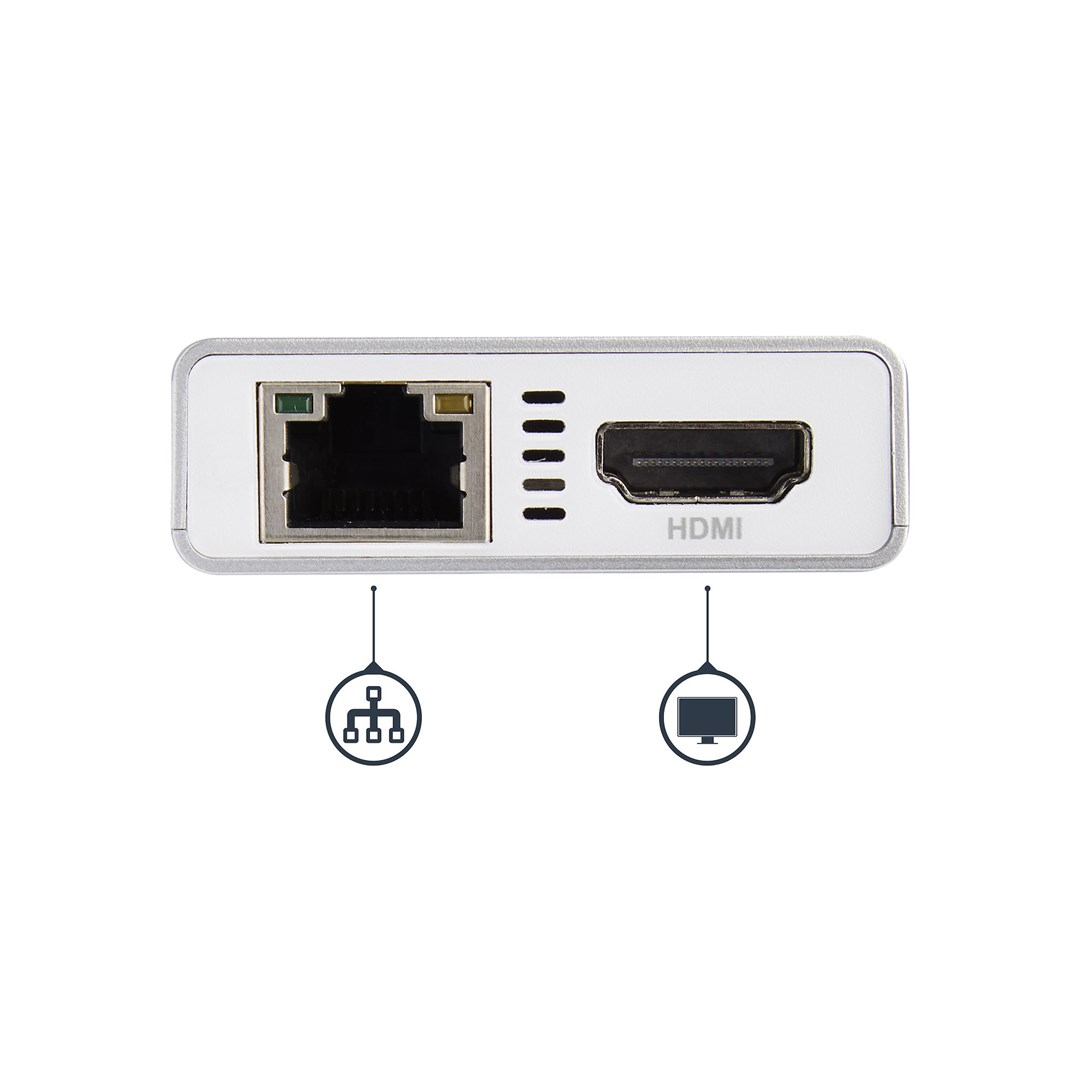 Përshtatës StarTech USB-C Multiport, HDMI/RJ45/2x USB-A, i hirtë