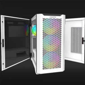 Kуќиште за персонален компјутер AQIRYS Aquilla, mid tower, E ATX, бело ARGB