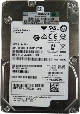 Hard disk i brendshëm HPE EH0600JEDHE, 600GB, 15000 RPM, SAS 3.5"
