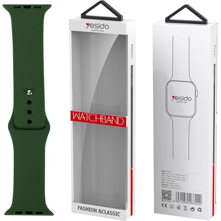 Rrip ore Yesido WB44 për Apple Watch 42/44/45 mm, silikon, i gjelbër