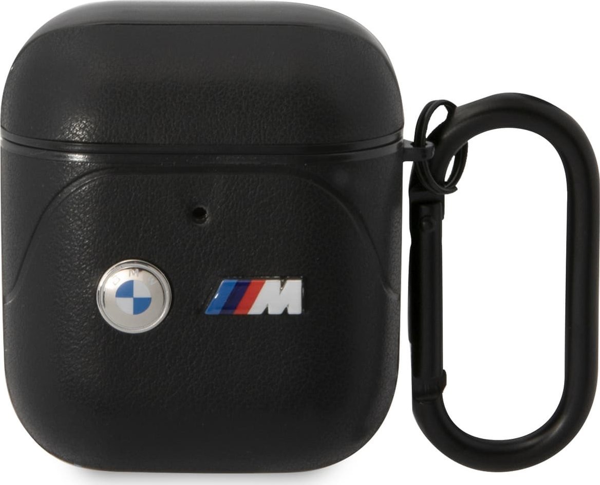 Mbulesë BMW BMA222PVTK për Apple AirPods 1/2, lëkurë eko, seri Leather Curved Line, e zezë