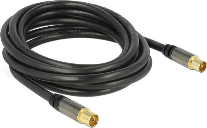 Kabllo antene Delock RG-6/U 88924, IEC mashkull në IEC femër, 3 m, e zezë