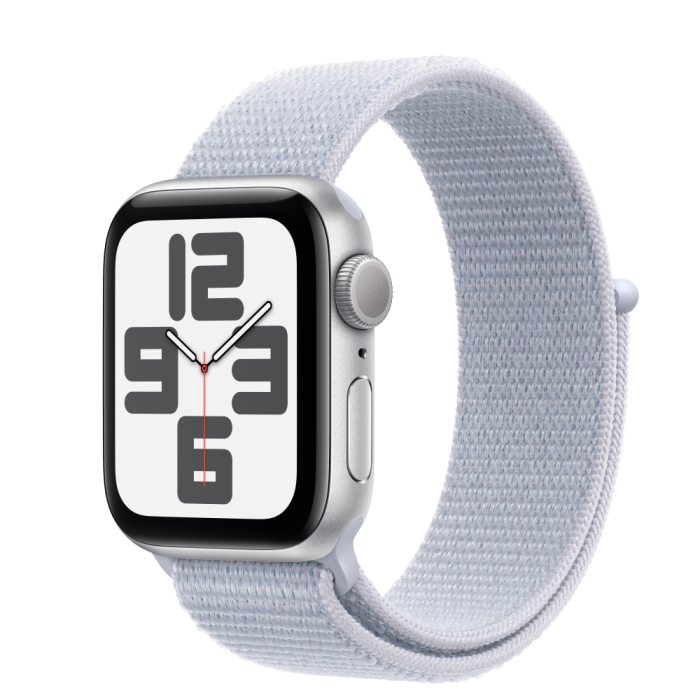 Apple Watch SE2 v3 GPS, 40mm, Silver Aluminum Case with Blue Cloud Sport Loop