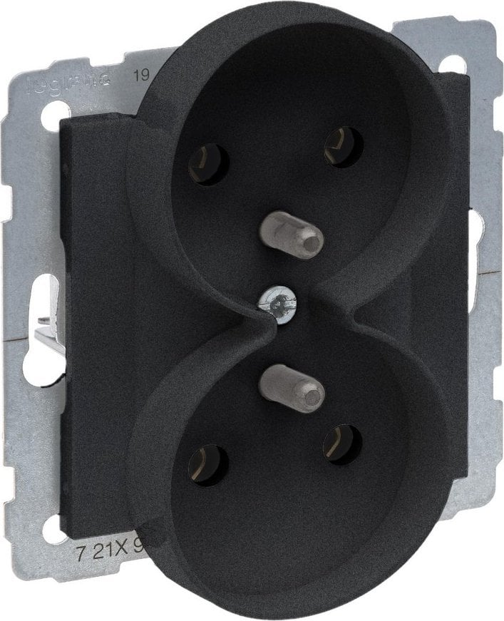 Prizë dyshe Legrand SUNO 721491, 2x2P+E, 16A 250V, e zezë