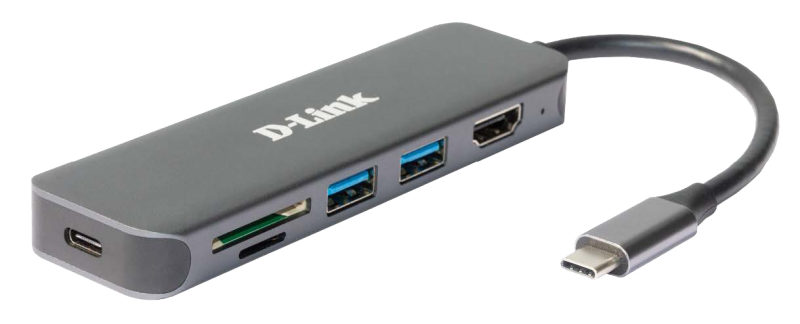 HUB USB D-Link DUB-2327, 6 në 1, USB-C, HDMI, gri