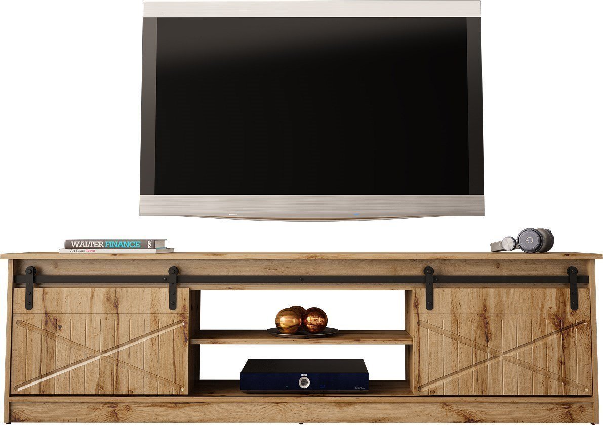 Kredencë TV Cama Meble Granero, PAL MDF, 35x56.7x200cm, dru lisi kafe