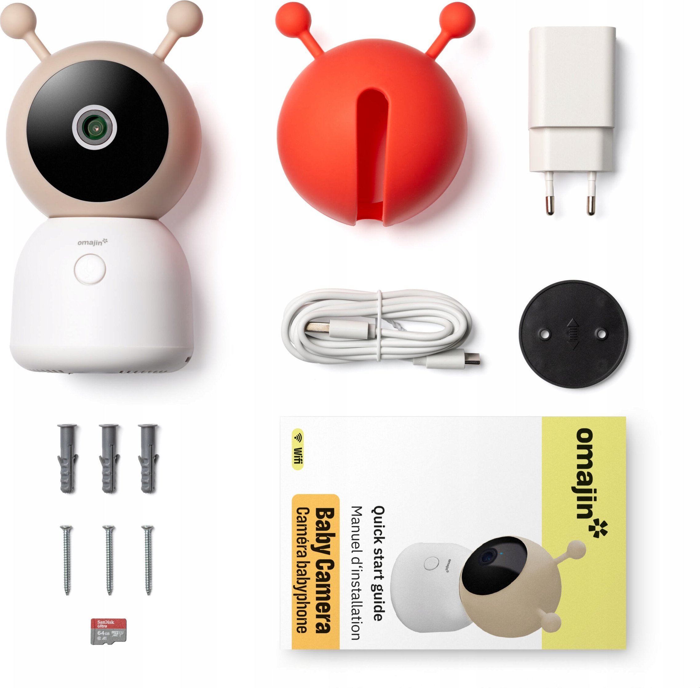 Камера за бебиња OMAJIN by Netatmo Smart Baby Monitor, 2K HD, ноќно гледање, бела