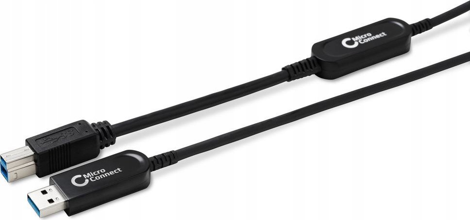 Kabllo USB Microconnect MC-USB3.0AB20OP, USB 3.2 Gen 2 A në B, 20m, e zezë