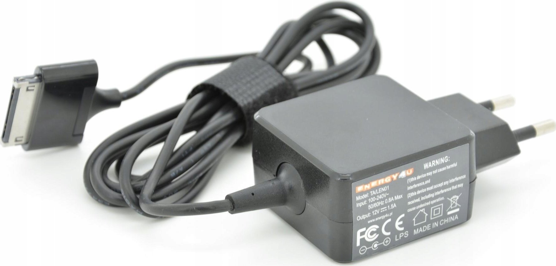 Adaptor karikues për tablet Energy4U TA/LEN01, 12V 1.5A, 18W, për Lenovo IdeaPad A1 K1 S1, i zi