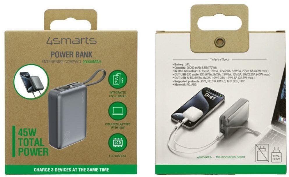 Power bank 4smarts Enterprise, 20000mAh, 45W, gri