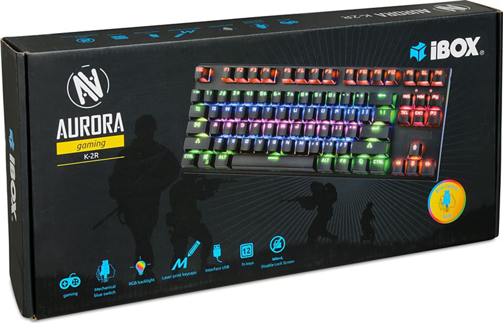Tastierë iBOX Aurora K-2R, Blue Switch, RGB, e zezë