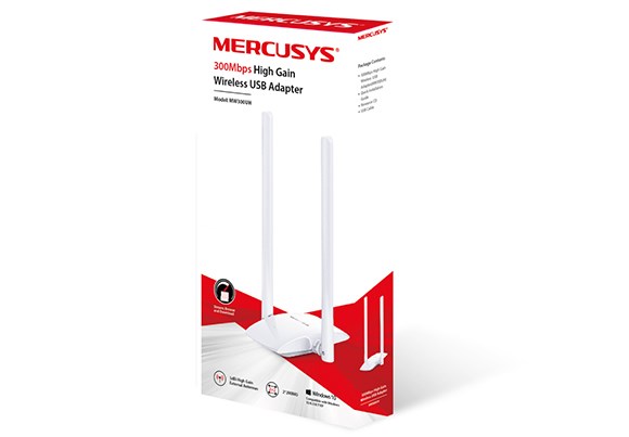 Përshtatës WiFi Mercusys MW300UH, USB, 300 Mbps, 2×2 MIMO, i bardhë