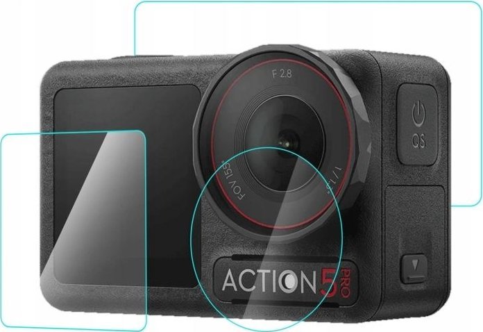 Сет заштитно стакло PULUZ PU958T SB9461 за DJI Osmo Action 5 Pro, 2x заштита за екран, заштита за леќа, транспарентно