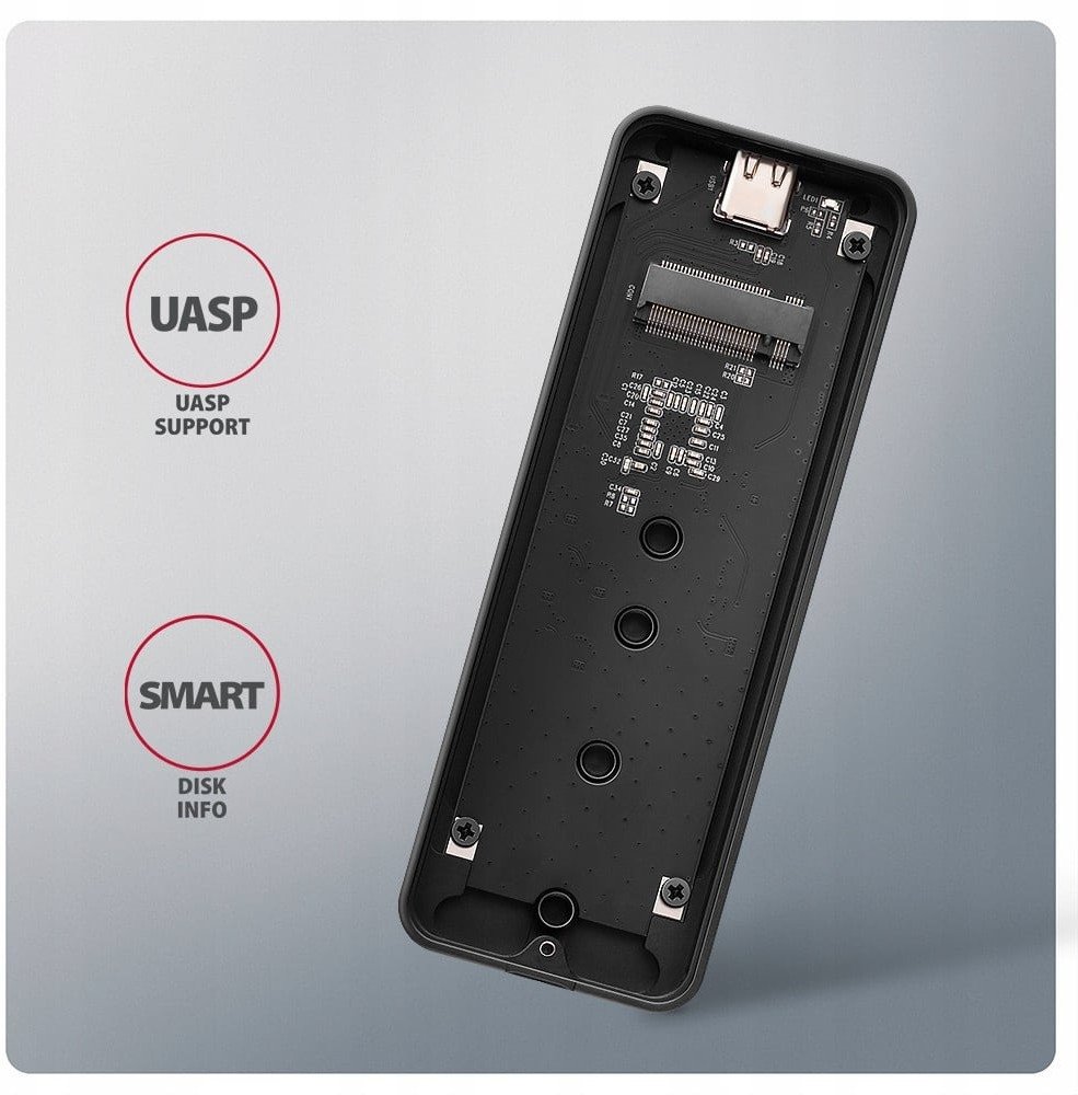 Kuti e jashtme SSD NVMe AXAGON EEM2-20G, USB-C 3.2, 20 Gbps, e zezë