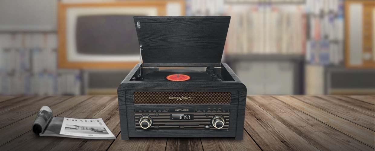 Музички систем Muse MT-115W, грамофон, CD, Bluetooth, кафеава