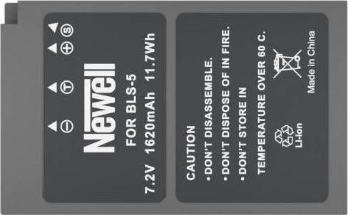 Bateri për fotoaparat Newell BLS-5, Li-ion, zëvendësuese për Olympus, e zezë