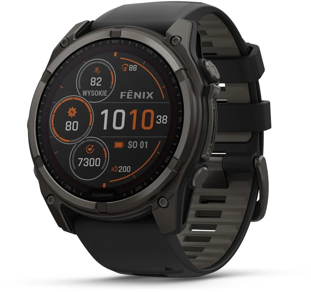 Ora sportive Garmin Fenix 8 Solar Sapphire, titani, GPS, e zezë