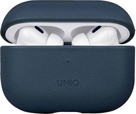 Куќиште Uniq Terra за Apple AirPods Pro 2, природна кожа, сина space blue