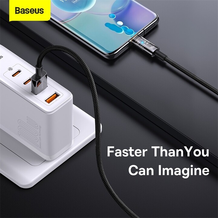 Kabllo Baseus Explorer Series USB-A - USB-C, 100W, 1m, e zezë