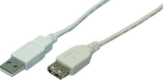 Кабел USB LogiLink USB 2.0, 0.5m, USB A машки во женски, сив