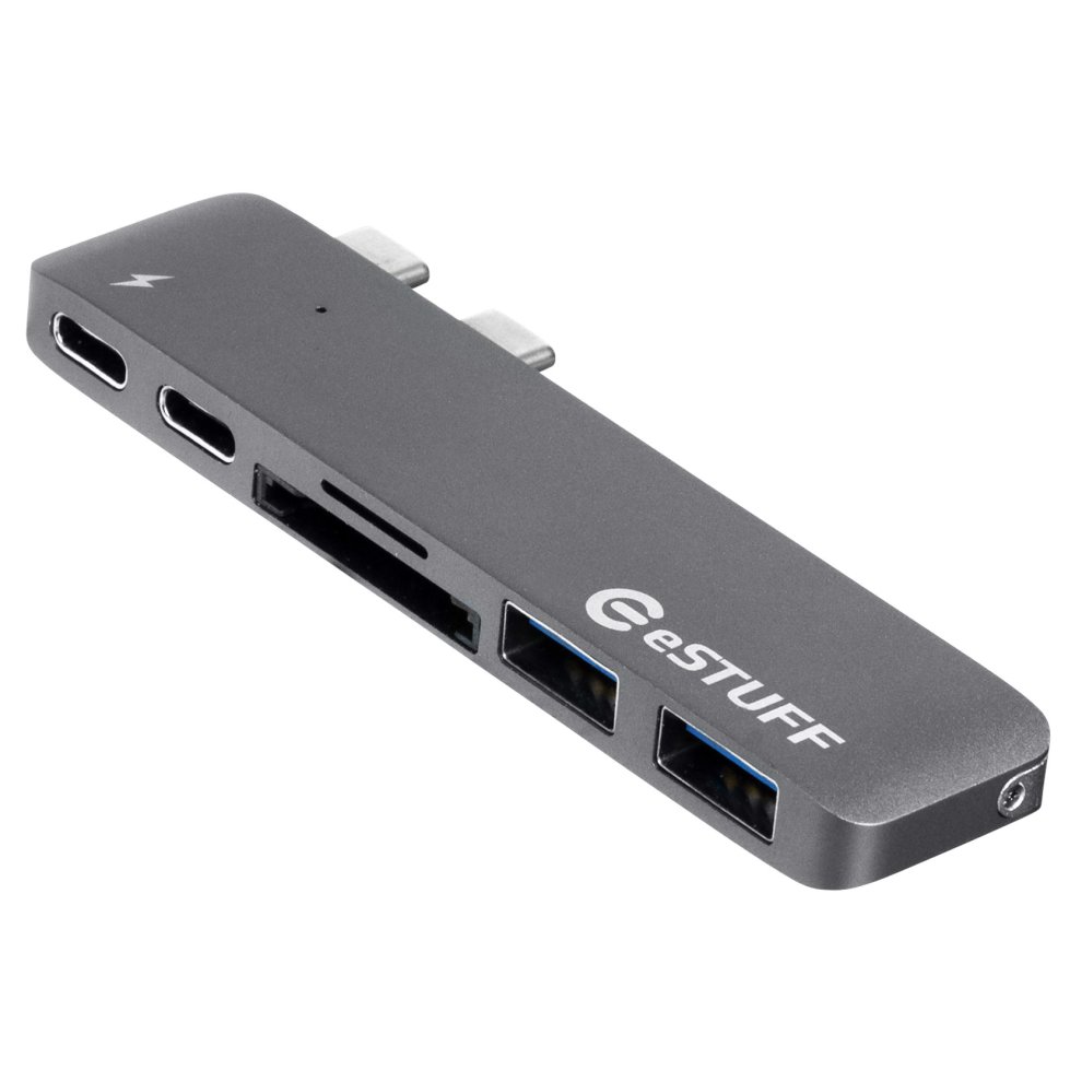 Hub USB C ESTUFF ES84122, USB 3.2 Gen 1, për MacBook Pro, gri