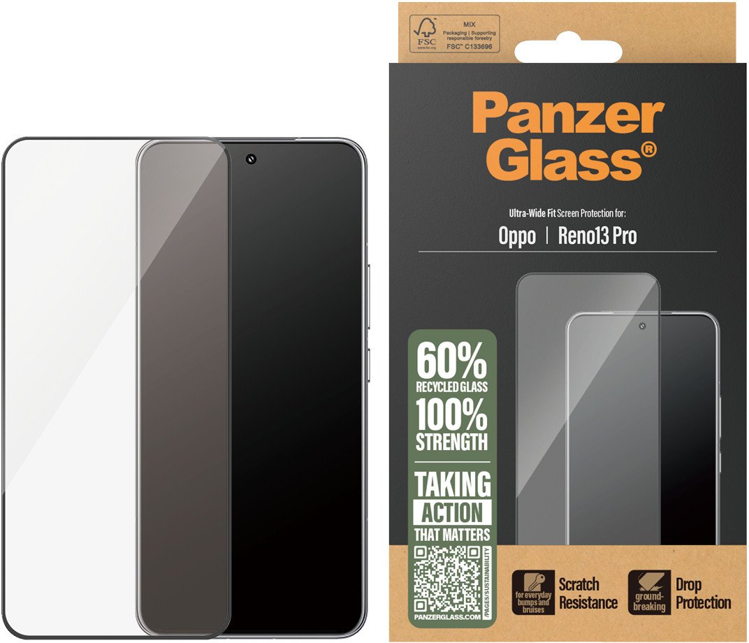 Xham mbrojtës PanzerGlass PGRNUWFG17161, për Oppo Reno 13 Pro, ultra wide fit, i zi