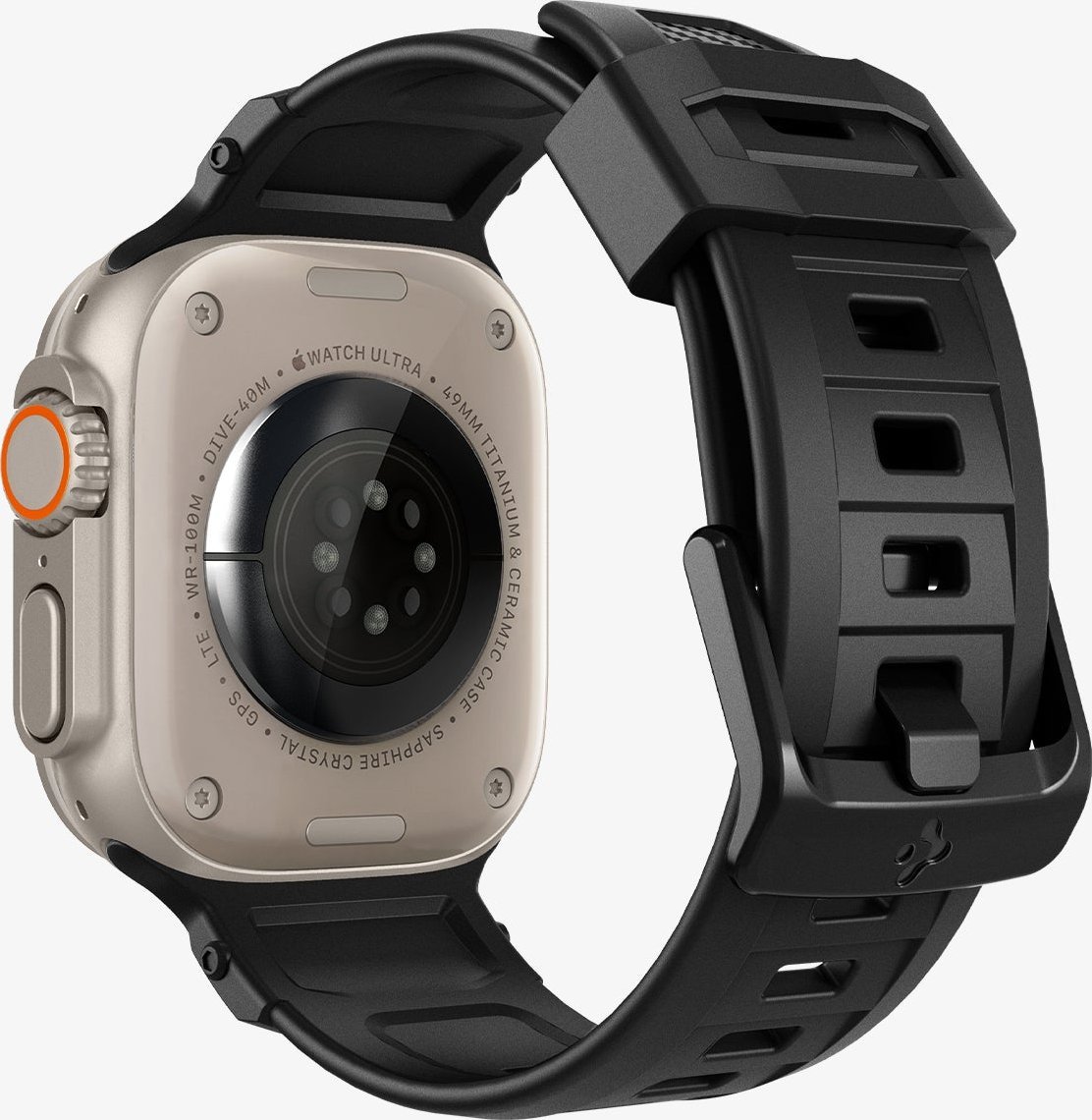 Rrip ore inteligjente Spigen Rugged Ultra Band, për Apple Watch 49mm 45mm 44mm 42mm, i zi mat