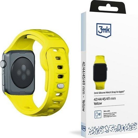 Rrip ore 3mk Silicone për Apple Watch, silikon, 42 45mm, i verdhë