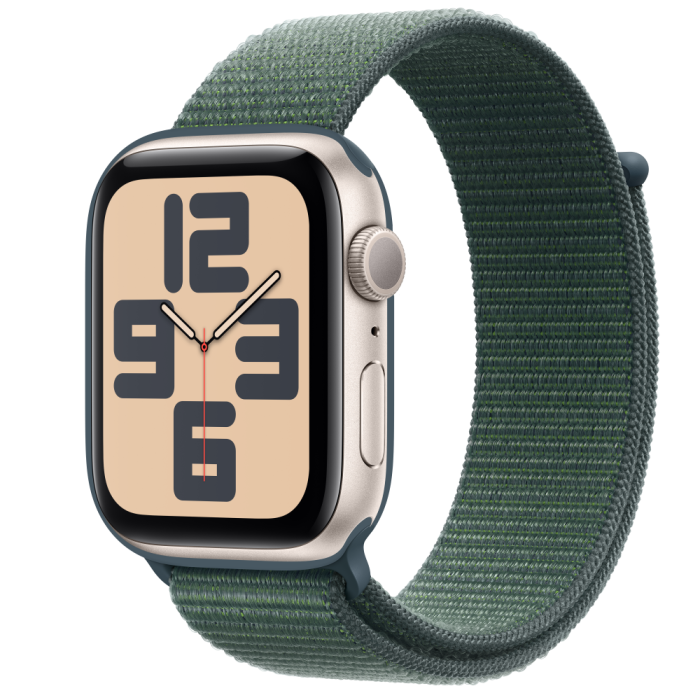 Apple Watch SE2 v3 GPS, 44mm, Starlight Aluminum Case with Lake Green Sport Loop