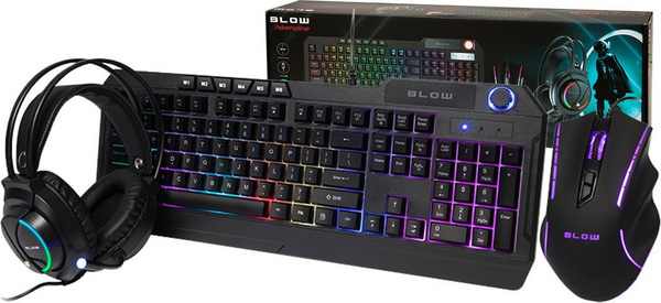 Set gaming BLOW CYBERGOD, tastierë me LED, maus ergonomik, kufje me mikrofon, e zezë