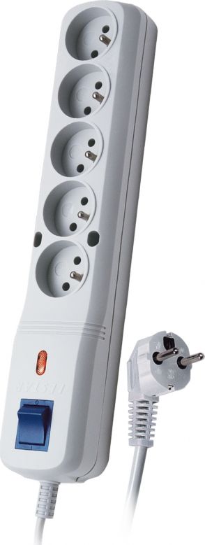 Kabllo zgjatëse Lestar, me mbrojtje nga shkarkesat elektrike, 5x priza FR, 1.5m, e bardhë