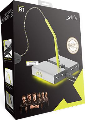 Mbajtëse mouse bungee Xtrfy B1, 4x USB 2.0, me LED, e zezë