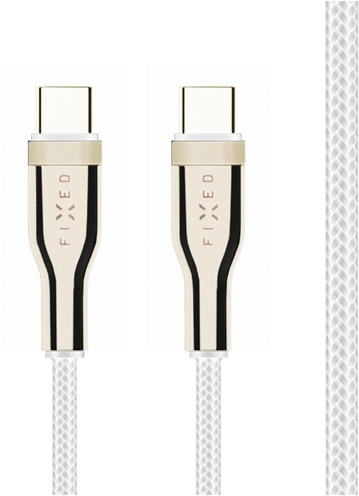 Кабел FIXED USB-C - USB-C, USB 2.0, PD 100W, 1.2м, бел