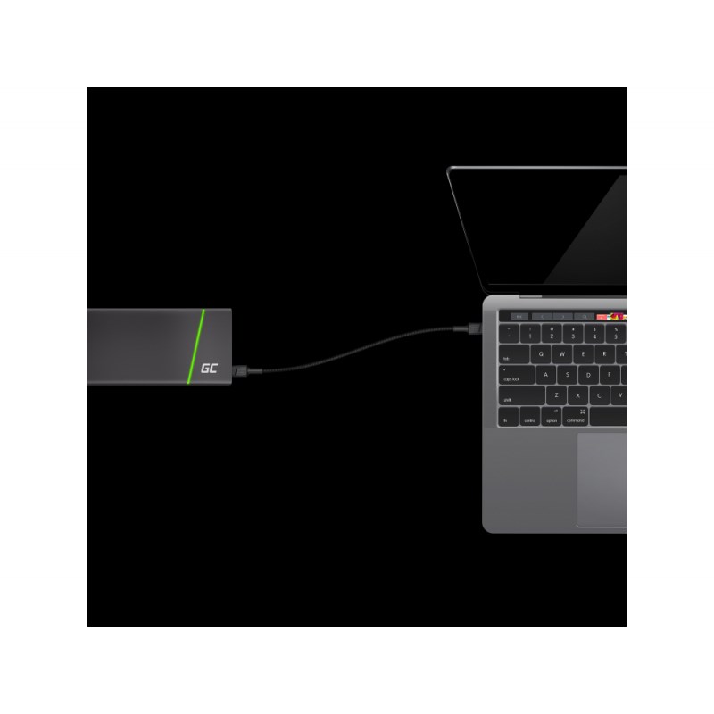 Kabllo USB Green Cell KABGC31, USB-C në USB-C, 30cm, e zezë