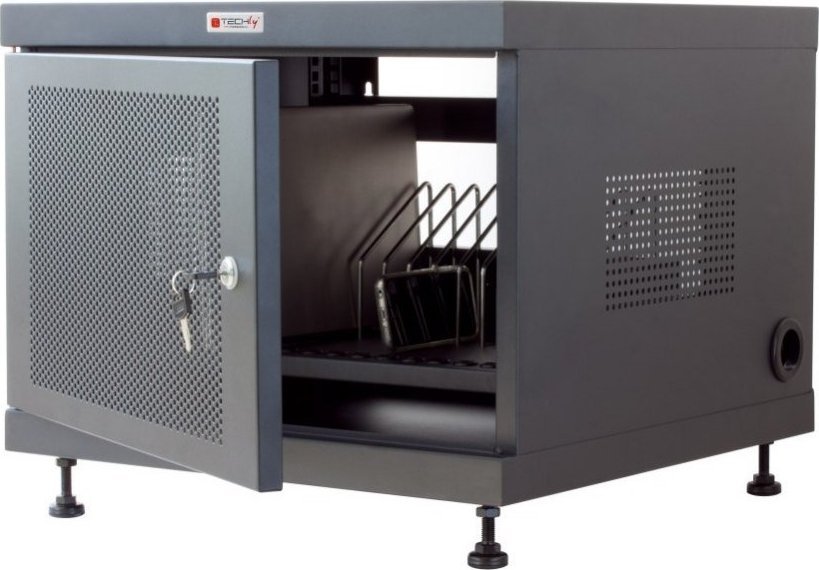 Dollap karikimi Techly Charging Cabinet, 14 laptopë, çelik, gri