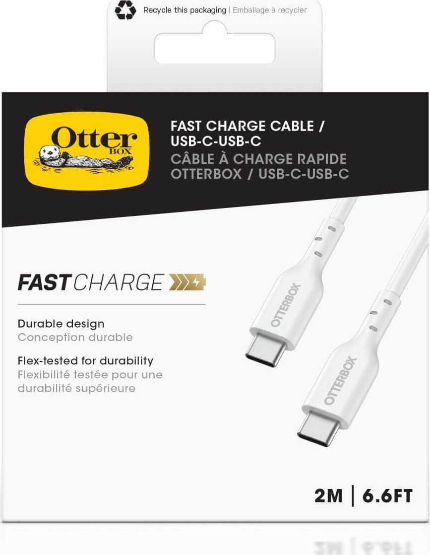 Kabllo USB C në USB C OtterBox Fast Charge, 60W, e bardhë