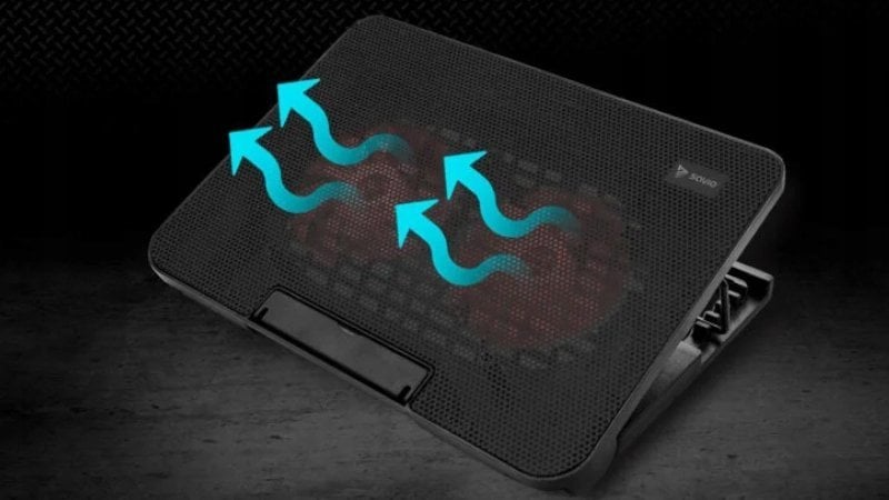 Ладилна подлога за лаптоп Savio COS-02, 2 вентилатори, црвено ЛЕД, црна