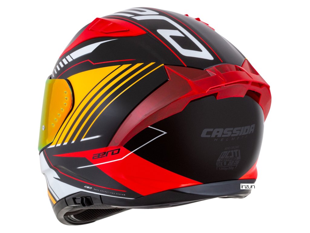 Helmetë moto CASSIDA Aero Drome 2026, integrale, polikarbonat, e zezë metalike portokalli e kuqe e bardhë